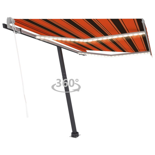 vidaXL Automatisk markis med vindsensor & LED 300x250 cm orange/brun