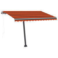 Produktbild för Automatisk markis med vindsensor & LED 300x250 cm orange/brun