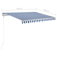 Produktbild för Markis manuellt infällbar med LED 350x250 cm blå och vit