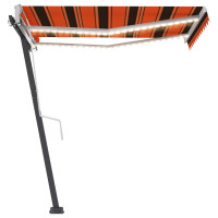 Produktbild för Markis manuellt infällbar med LED 350x250 cm orange och brun