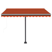 Produktbild för Fristående markis automatiskt infällbar 350x250 cm orange/brun