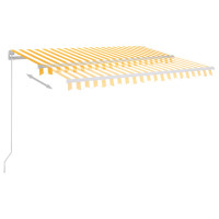 Produktbild för Automatisk markis med vindsensor & LED 350x250 cm gul/vit
