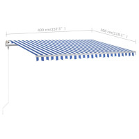 Produktbild för Fristående markis manuell 400x300 cm blå/vit