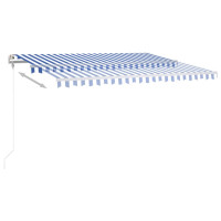 Produktbild för Markis manuellt infällbar med LED 400x300 cm blå och vit