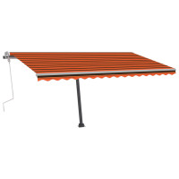 Produktbild för Markis manuellt infällbar med LED 400x300 cm orange och brun