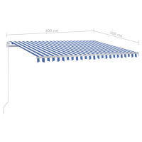 Produktbild för Fristående markis automatisk 400x300cm blå/vit