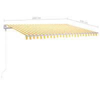 Produktbild för Markis manuellt infällbar med LED 450x300 cm gul och vit