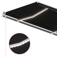 Produktbild för Markis manuellt infällbar med LED 450x300 cm antracit