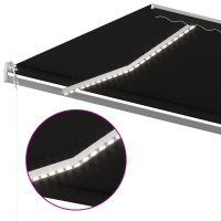 Produktbild för Markis manuellt infällbar med LED 500x300 cm antracit