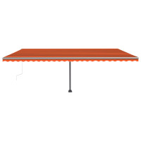 Produktbild för Markis manuellt infällbar med LED 600x300 cm orange och brun