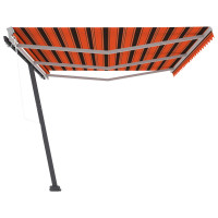 Produktbild för Fristående automatisk markis 600x300 cm orange/brun