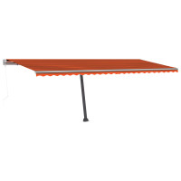 Produktbild för Fristående automatisk markis 600x300 cm orange/brun