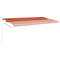 Produktbild för Fristående automatisk markis 600x300 cm orange/brun