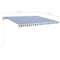 Produktbild för Markis manuellt infällbar fristående 400x350 cm blå och vit