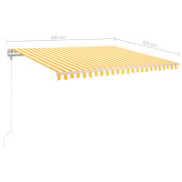 Produktbild för Markis manuellt infällbar med LED 400x350 cm gul och vit