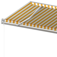 Miniatyr av produktbild för Fristående markis manuellt infällbar 500x350 cm gul/vit