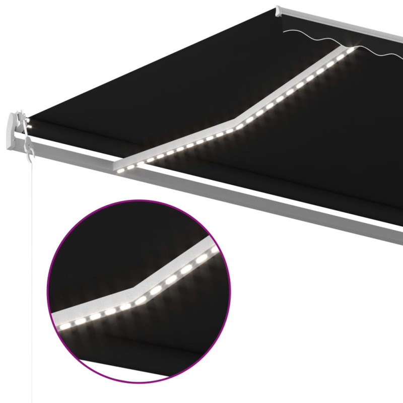Produktbild för Markis med LED manuellt infällbar 500x350 cm antracit