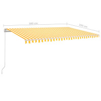 Produktbild för Fristående markis automatisk 500x350 cm gul/vit