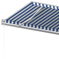 Produktbild för Fristående markis manuellt infällbar 600x350 cm blå/vit