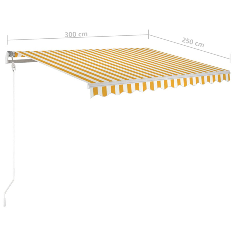 Produktbild för Markis med stolpar manuellt infällbar 3x2,5 m gul och vit