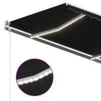 Produktbild för Markis manuellt infällbar med LED 3x2,5 m antracit