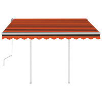 Miniatyr av produktbild för Markis med stolpar manuellt infällbar 3,5x2,5 m orange och brun
