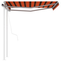 Miniatyr av produktbild för Markis med stolpar automatisk infällbar 3,5x2,5 m orange/brun