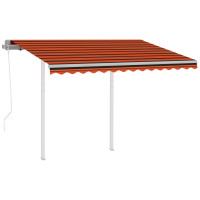 Miniatyr av produktbild för Markis med stolpar automatisk infällbar 3,5x2,5 m orange/brun