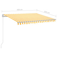 Produktbild för Automatisk markis med vindsensor & LED 3,5x2,5 m gul/vit