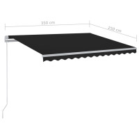 Produktbild för Automatisk markis med vindsensor & LED 3,5x2,5 m antracit
