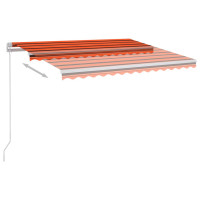 Produktbild för Automatisk markis med vindsensor & LED 3,5x2,5 m orange/brun