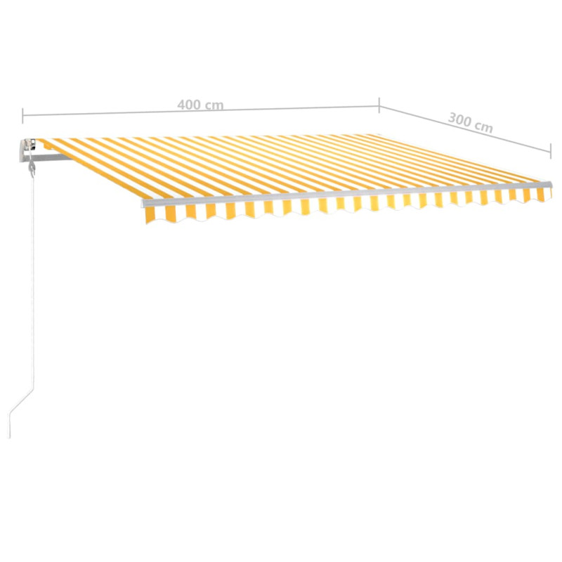 Produktbild för Markis med LED manuellt infällbar 4x3 m gul och vit