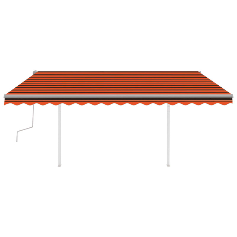 Produktbild för Markis med LED manuellt infällbar 4x3 m orange och brun