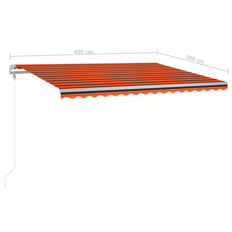 Produktbild för Markis med LED manuellt infällbar 4x3 m orange och brun