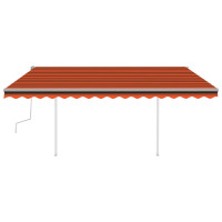 Produktbild för Markis med stolpar manuellt infällbar 4,5x3 m orange och brun