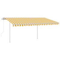 Produktbild för Automatisk markis med vindsensor & LED 4,5x3 m gul/vit
