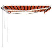 Produktbild för Automatisk markis med vindsensor & LED 4,5x3 m orange/brun