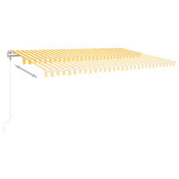 Produktbild för Markis med stolpar manuellt infällbar 5x3 m gul och vit