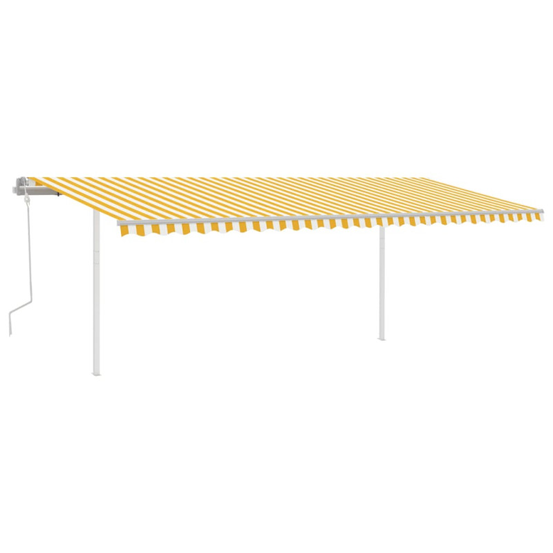 Produktbild för Markis med stolpar manuellt infällbar 6x3 m gul och vit