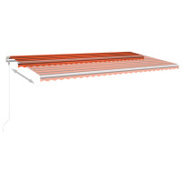Produktbild för Markis manuellt infällbar med LED 6x3 m orange och brun