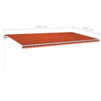 Produktbild för Markis manuellt infällbar med LED 6x3 m orange och brun