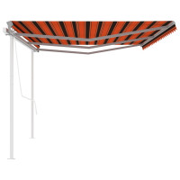 Produktbild för Markis med stolpar automatisk 6x3 m orange och brun