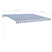 Produktbild för Markis manuellt infällbar med LED 4x3,5 m blå och vit