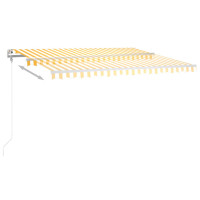 Produktbild för Markis manuellt infällbar med LED 4x3,5 m gul och vit