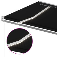 Produktbild för Markis manuellt infällbar med LED 5x3,5 m antracit