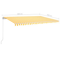 Miniatyr av produktbild för Automatisk markis med vindsensor & LED 5x3,5 m gul och vit