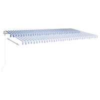 Produktbild för Markis med LED manuellt infällbar 6x3,5 m blå och vit