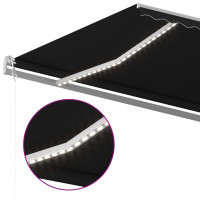 Produktbild för Markis med LED manuellt infällbar 6x3,5 m antracit