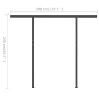 Produktbild för Markis med stolpar manuellt infällbar 3x2,5 m gräddvit