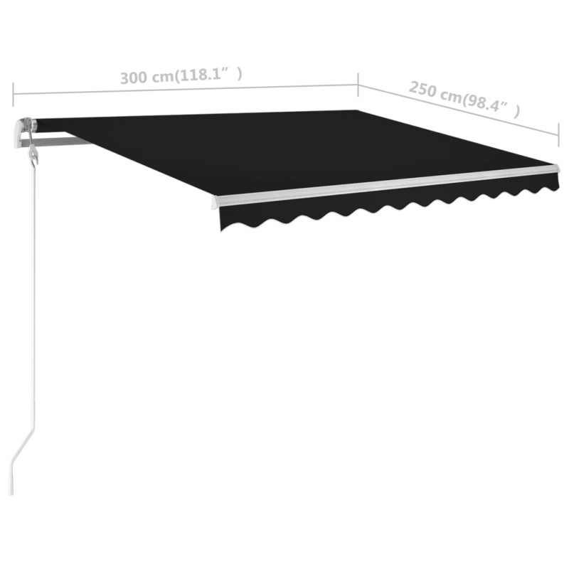 Produktbild för Markis med stolpar manuellt infällbar 3x2,5 m antracit